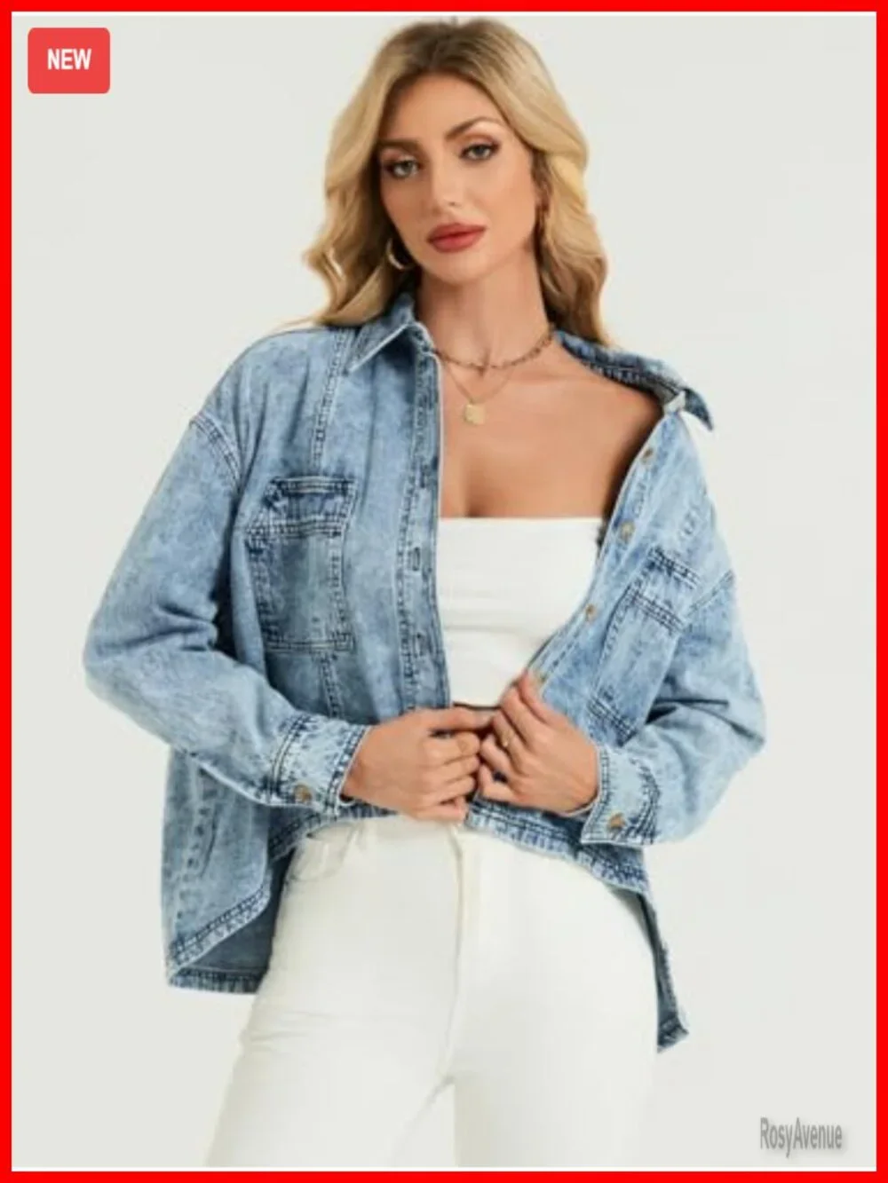 Oversized Denim Jacket Women Batwing Sleeve Cropped Shacket Lightweight Cardigan